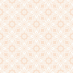 Fototapeta premium Seamless pattern with floral asian ornament. Abstract ornamental texture. Artistic diagonal flourish tile background in arab orient style