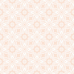 Seamless pattern with floral asian ornament. Abstract ornamental texture. Artistic diagonal flourish tile background in arab orient style