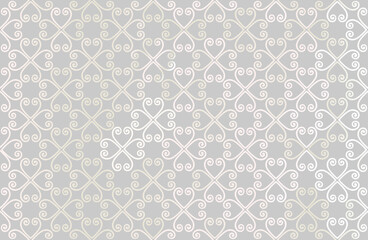 Seamless pattern with floral asian ornament. Abstract ornamental texture. Artistic diagonal flourish tile damask background