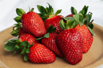 strawberries on a wooden table