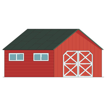 Red wooden barn isolated on the farm