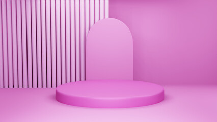 Abstract minimal mock up pastel color Scene, pink geometric shape podium background,3d render