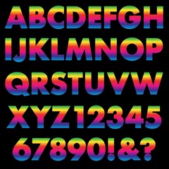 gradient rainbow vector alphabet font