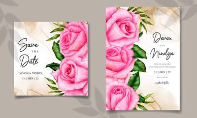 Elegant and luxurious watercolor floral wedding invitation card
