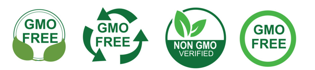 GMO-free icons. Non-GMO label set.