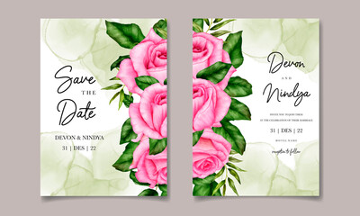 Elegant and luxurious watercolor floral wedding invitation card
