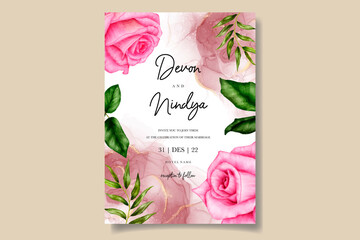 Elegant and luxurious watercolor floral wedding invitation card
