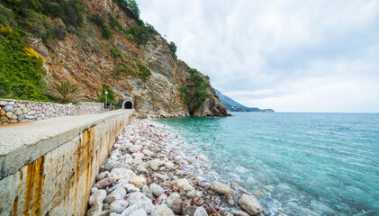 Beautiful seascape of the beach in Montenegro