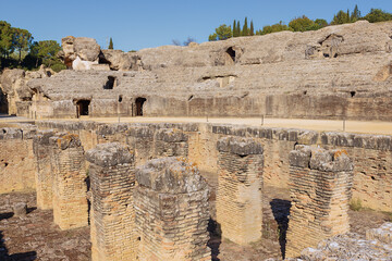 The Fossa bestiaria in the amphitheater of Italica, an archaeological site at the outskirts of...