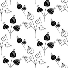 Vector seamless half-drop pattern, with bud