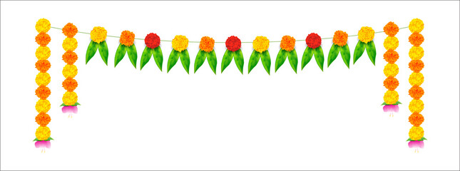 illustration of Flower garland decoration toran for indian festival background © Junnu