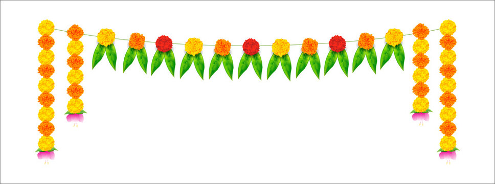 illustration of Flower garland decoration toran for indian festival background
