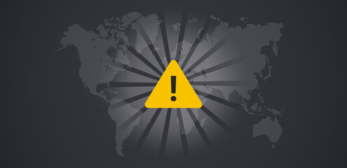 Global warning map horizontal and world alert flat illustration. 
 - obrazy, fototapety, plakaty
