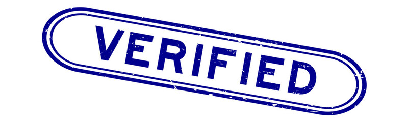 Grunge blue verified word rubber seal stamp on white background