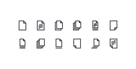 Document and paper variety simple app icons flat illustration.