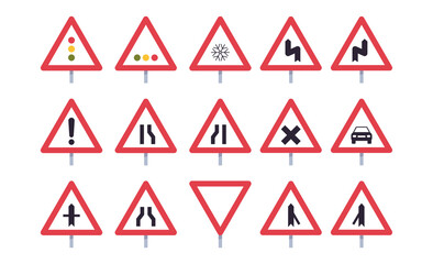 Traffic signs and transportation simple concept flat illustration.
