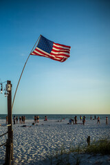Fototapeta premium american flag on the beach