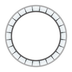 Circle from retro roll film vector illustration. Piece of blank transparent roll film for movie production and cinematography industry forming ring on white background