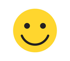 Simple expressions and yellow cartoon smile flat illustration.	
