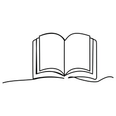 one line continuous drawing of open book middle