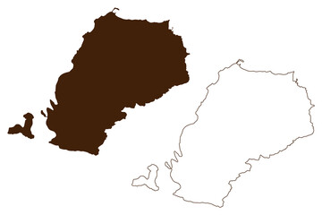 Agistri island (Hellenic Republic, Greece, Greek island) map vector illustration, scribble sketch Angistri or Agkistri map