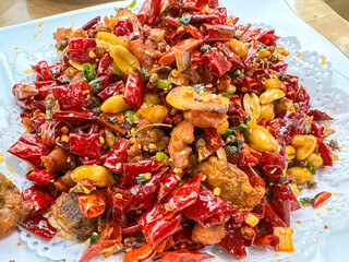Spicy chicken, a specialty of Sichuan, China