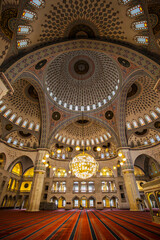 Fototapeta na wymiar Rich interior of Kocatepe Mosque, the largest Masjid in Ankara, Turkey