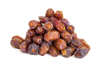 Stack of date fruits isolated on white background