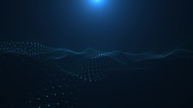 Abstract Trapcode Form digital particle wave and lights background animation cyber or technology background.