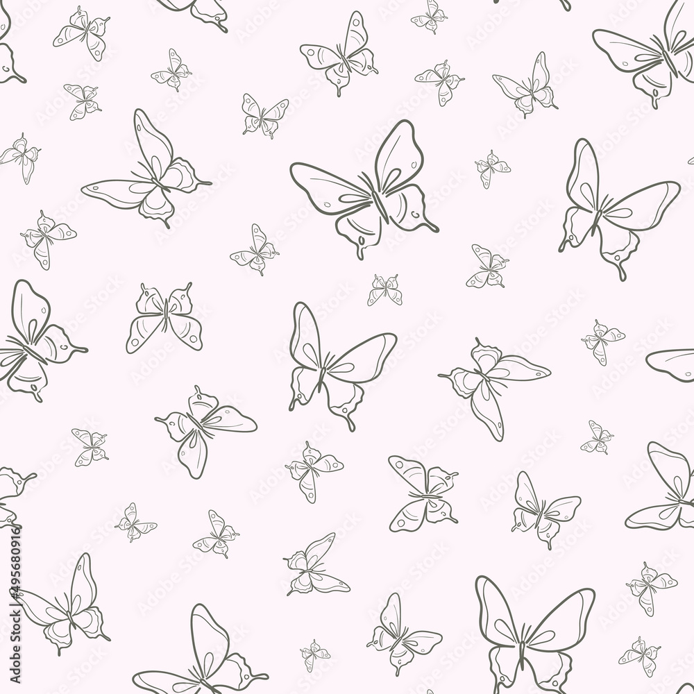 Poster vector butterfly seamless repeat pattern background, pink