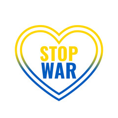 stop war in ukraine concept with flag color heart