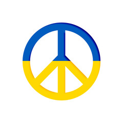 peace symbol with ukraine flag style