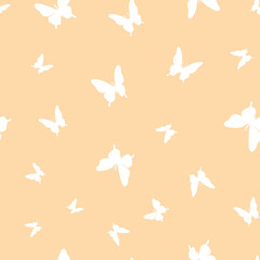 Fototapeta na wymiar Vector butterfly seamless repeat pattern, orange background.