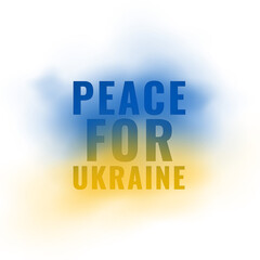 peace for ukraine text in flag colors