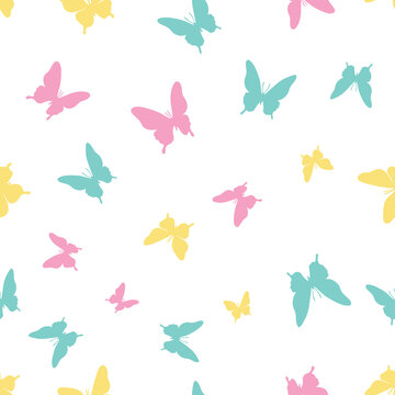 Butterfly repeat pattern background, seamless colorful spring pattern.