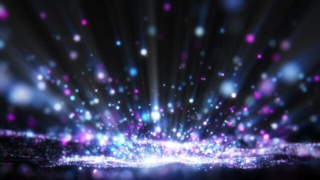 Glitter light purple pink blue particles and shine abstract background flickering particles with bokeh effect. 3D Rendering.