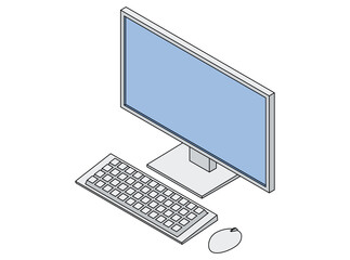 デスクトップパソコンのイラスト　アイソメトリック