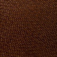 Fragment of dense and hard fabric made of dark brown synthetic thread