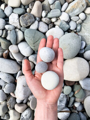 Fototapeta na wymiar Sea stones at the beach (texture)