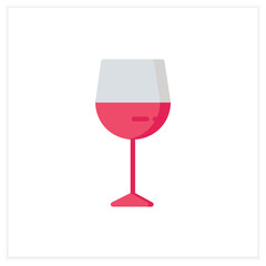 Wine glass flat icon. Alcohol stemware.Party drink. Restaurant, night club, bar menu. Wine, champagne or cocktail glass.Cocktail party and drinking establishment concept. 3d vector illustration