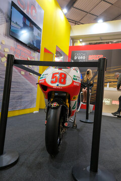 Milano, Italy - 2021 11 27: Eicma Milano Bike Expo Gilera 250cc Marco Simoncelli Sic58 Race Bike