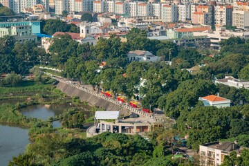 Fototapeta premium High angle view of the Taipa Houses Museum