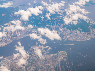 Aerial view of the Hong Kong city and Victoria Harbour