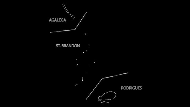 Outer Islands district map of Mauritius outline animation