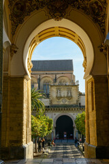 Entrance gate of the cathedral at Cordova on Andalusia in Spain