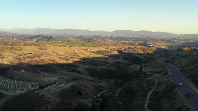 Southern California Los Angeles County USA, the Tejon Pass Or Grapevine Pass, 4k drone shot