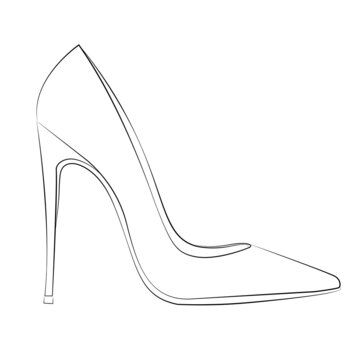 continuous line art drawing of women's sandals with high heels in black and  white 16818750 Vector Art at Vecteezy