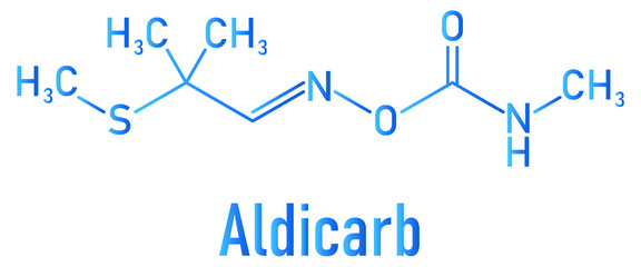 Aldicarb pesticide molecule. Skeletal formula.