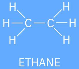 Ethane natural gas component molecule. Skeletal formula.