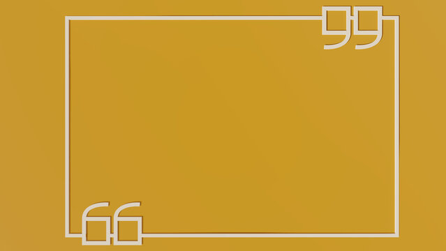 White frame with quotation marks isolated on a yellow background with space for text